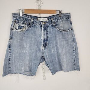 Tommy Hilfiger Freedom Relaxed Light Wash Jean Shorts Distressed Jorts Mens 36